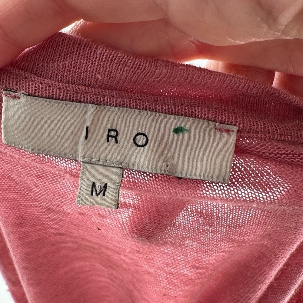 IRO womens T-shirt size M pink mauve distressed lightweight 100% linen - Picture 12 of 15
